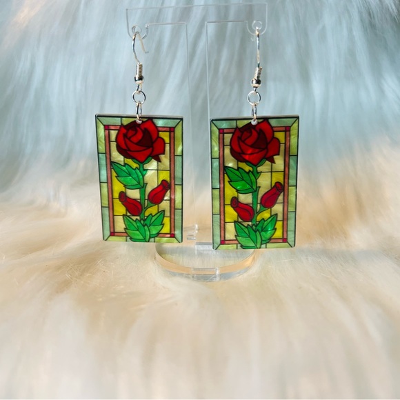 Stain Glass Acrylic Earrings - Picture 6 of 6